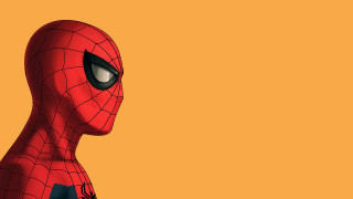 Spiderman yellow background black white - mask free wallpaper