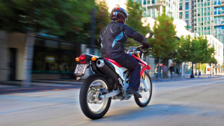 Man motorcycle street tall buildings 2 - tall building and trees free wallpaper