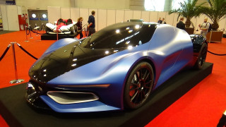 Futuristic car showroom people red - future free wallpaper