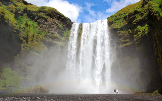 Man waterfall rainbow sky rainbow - bálint kiss free wallpaper