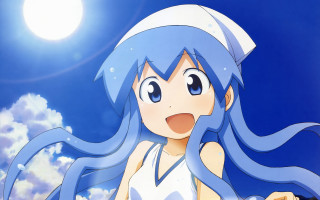 Blue hair girl white dress 2 - cloud and a sun free wallpaper