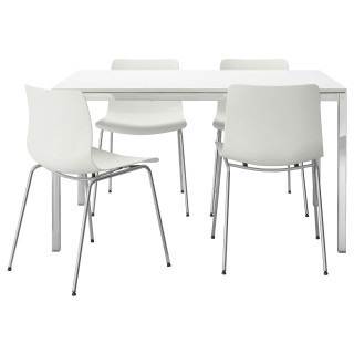 White table four chairs around - modular free wallpaper