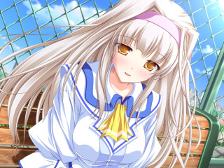 Anime girl white hair blue 26 - long white hair free wallpaper