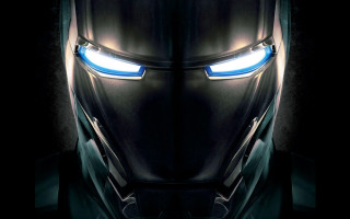 Robot face glowing eyes black - half robot free wallpaper
