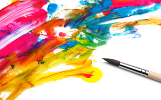 Paintbrush splattered colors action painting - saturated free wallpaper
