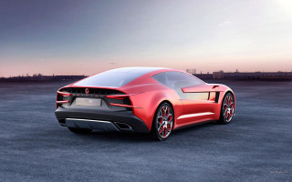 Red sports car parking lot 32 - dusk free wallpaper for desktop