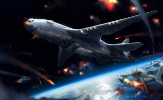 Jet space station rocket aurora - sky free wallpaper