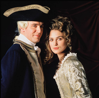 Romanticism period costumes poster blackbackground - a man and a woman free wallpaper for tablet