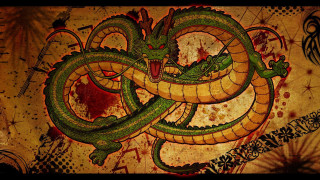 Green dragon red paint face - dragon art free wallpaper