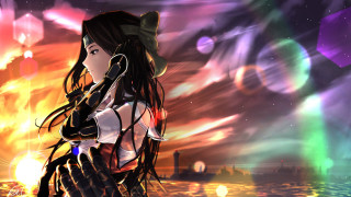 Woman long hair colorful background 2 - rossdraw global illumination free wallpaper