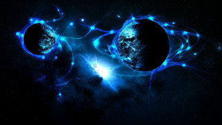 Planet blue stars black background - image of a planet free wallpaper