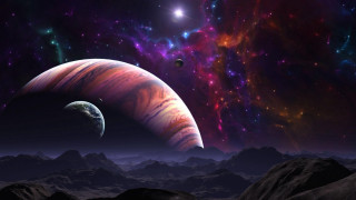 Space scene planets stars background - a distant star in the foreground free wallpaper