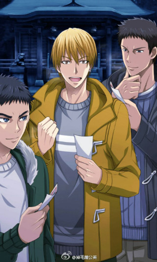 Three young men standing building - a clock free wallpaper for mobile