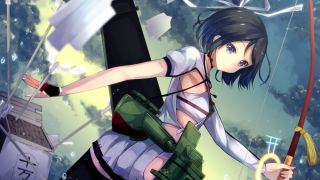 Woman bow arrow cartoon sky - half free wallpaper for desktop