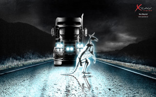 Truck skeleton road person lit - a skeleton free wallpaper for desktop
