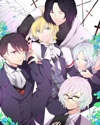 Anime white hair glasses group - vivid free wallpaper for mobile