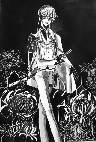 Woman guitar flowers background drawing - aubrey beardsley free wallpaper