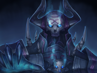 Demonic blue eyes horns head 2 - a demonic looking demon free wallpaper for desktop