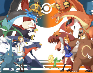 Pokemon group white background blue 2 - a group of pokemons free wallpaper for desktop
