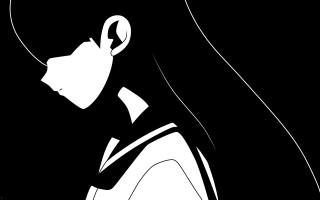 Woman long hair hat serious - the side with free wallpaper