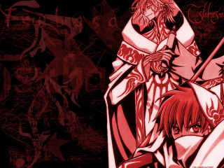 Anime couple black background red 2 - design free wallpaper for desktop