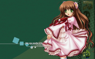 Anime girl pink dress green - a green wall free wallpaper
