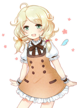 Girl dress brown apron bow - her chest free wallpaper for mobile