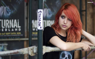 Red haired woman fence serious - a fence free wallpaper