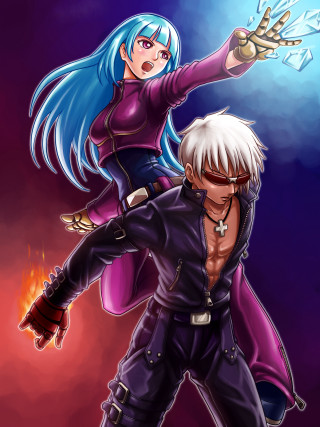 Anime couple purple black blue - black outfit free wallpaper