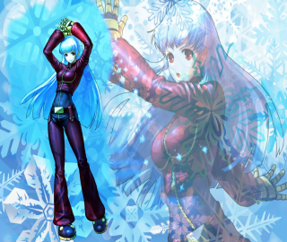 Anime couple snowflakes winter scene - official art free wallpaper for desktop