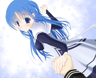 Blue hair anime girl snowflakes - blue hair holding free wallpaper