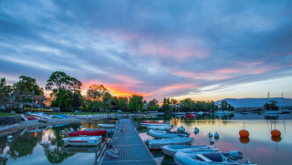 Dock boats sunset clouds sky - the dock free wallpaper