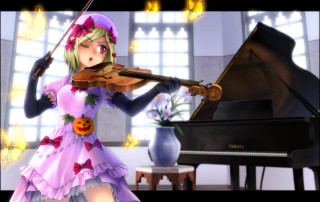 Girl dress violin piano window - a pumpkin free wallpaper for desktop