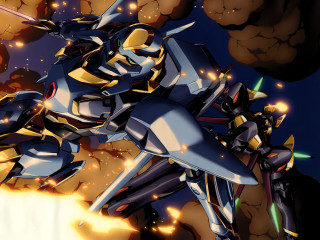 Flying robot sword fire action - eizan kikukawa free wallpaper