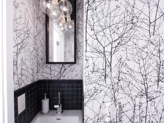 Bathroom mirror sink black white - line drawing free wallpaper