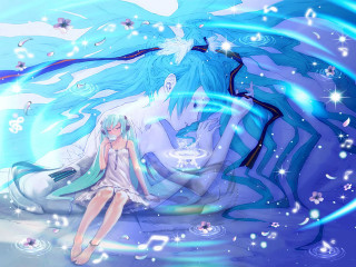 Girl blue hair white dress 2 - a blue hair free wallpaper for desktop