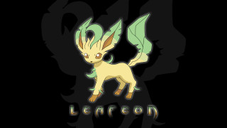 Leafeon cartoon black background green - official art free wallpaper for desktop