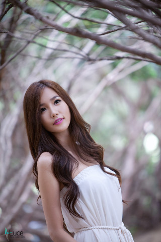 Woman white dress forest trees 2 - free forest wallpaper for mobile