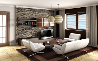 Living room tv white chairs 2 - modern free wallpaper