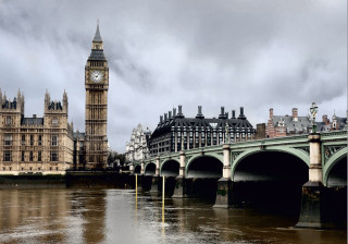 Bridge river clock tower cloudy - a clock tower in the background free wallpaper