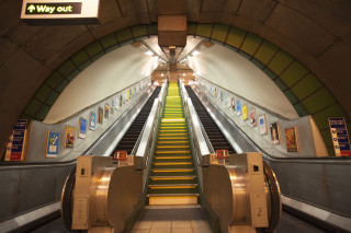Subway station yellow staircase sign - claire dalby free wallpaper for desktop