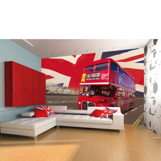 Living room couch mural bus 2 - high detail 8 k free wallpaper