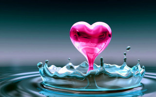 Heart floating water drop pink - a water drop free wallpaper