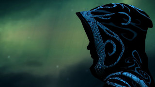 Close up black blue face 3 - epic fantasy character art free wallpaper for desktop