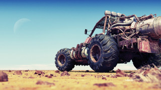 Large truck desert moon blue - a moon in the background free wallpaper