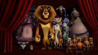 Animated characters red curtain group - a red curtain free wallpaper