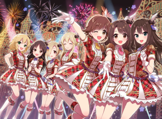 Girls school uniforms fireworks celebration - school uniform free wallpaper