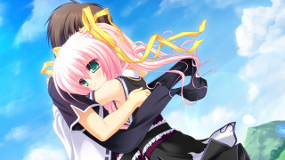 Anime girl pink hair ribbon - a black outfit free wallpaper