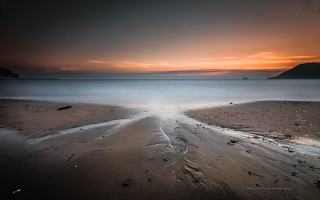 Pastel beach sunset boat clouds - the middle of it free wallpaper for desktop