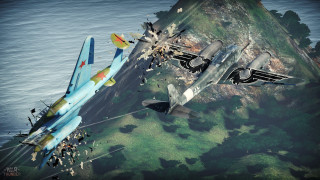 Fighter jets hillside ocean sunny - people watching free wallpaper